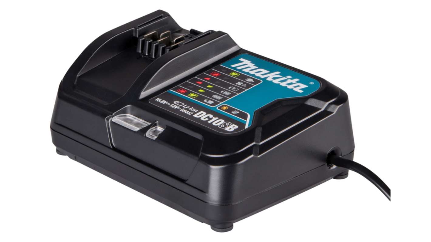 Makita DC10SB Battery Charger, 10.8V for use with BL1016, BL1021B, BL1041B, UK Plug