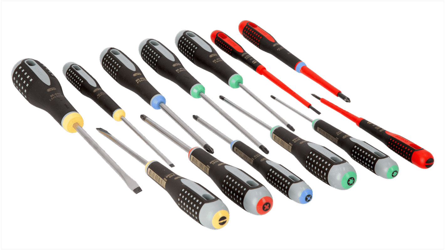 Set di cacciaviti Bahco BE-9875, 13 pezzi Phillips; Pozidriv; a taglio; Torx, lama Punta nera, cromata