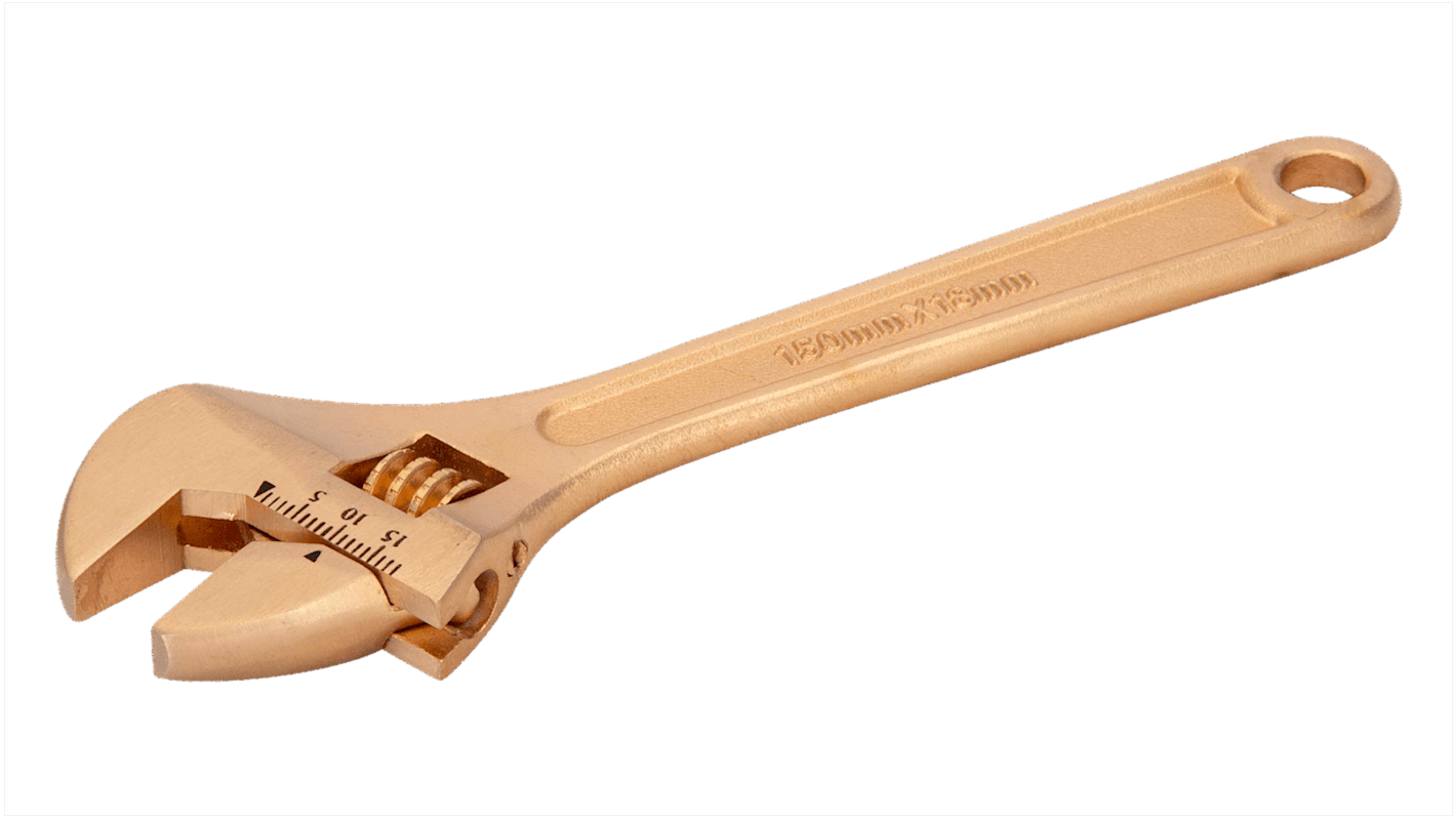 Bahco Adjustable Spanner, 150 mm Overall, 18mm Jaw Capacity, Metal Handle, Non-Sparking