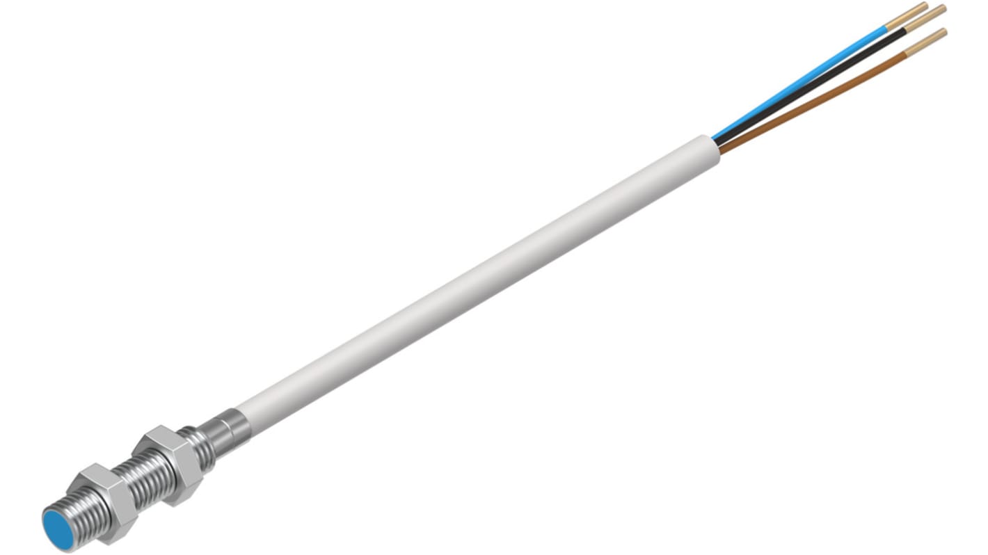 Festo Inductive Barrel Proximity Sensor, M5, 0.8 mm Detection, PNP NC, 10 → 30 V dc