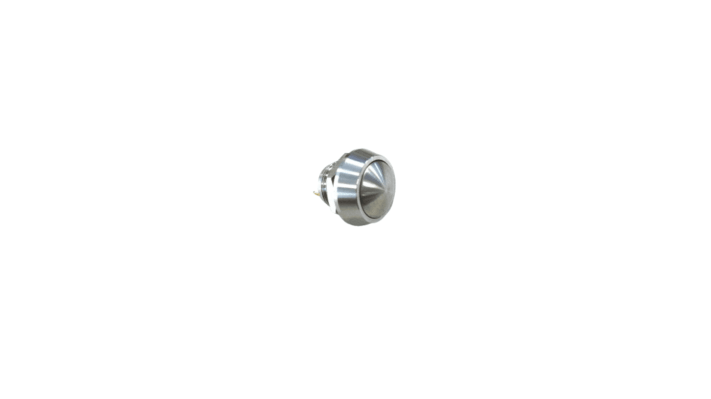 Bulgin MMP0120 Series Push Button Switch, Momentary, Panel Mount, 12mm Cutout, SPST, 36V dc, IP67