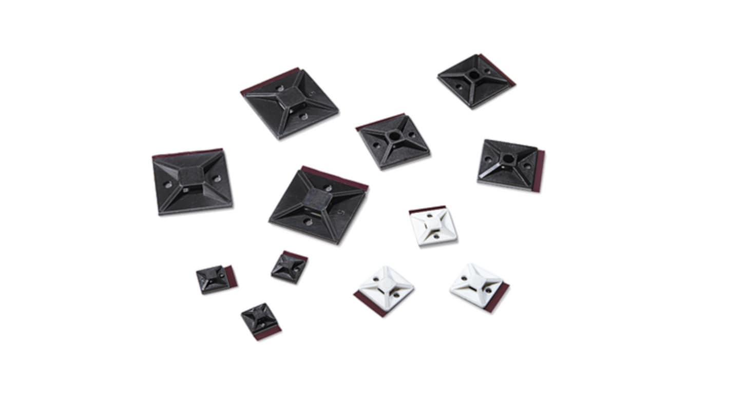 Sujetacables para atados  autoadhesiva HellermannTyton SolidTack MB3APT-I de Nylon 66 Negro, dim. 19mm x 19 mm, Ø
