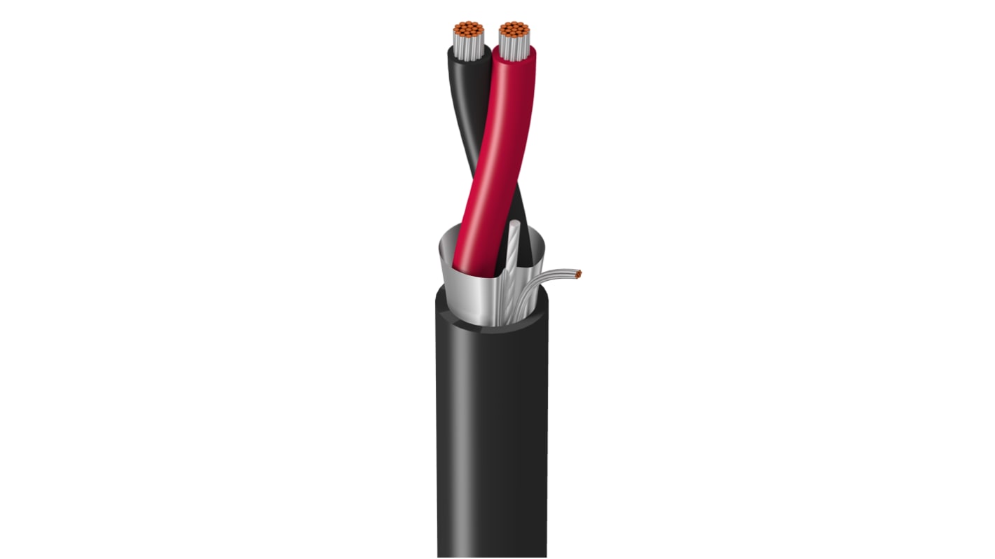 Belden 2芯1对屏蔽线 0.75 mm²多芯线 数据电缆, 9318系列, 18 AWG, PVC铬护套