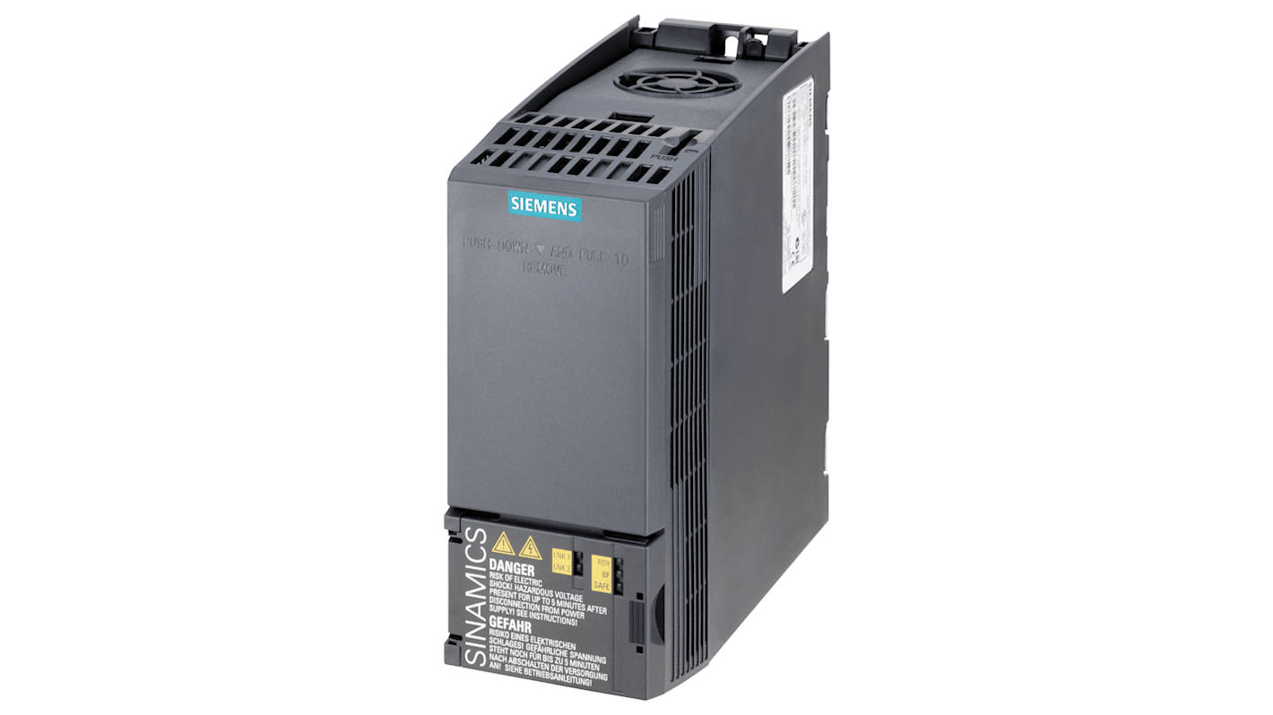 Siemens Inverter Drive, 0.75 kW, 3 Phase, 400 V ac, 2.5 A, 2.9 A, SINAMICS G120C Series