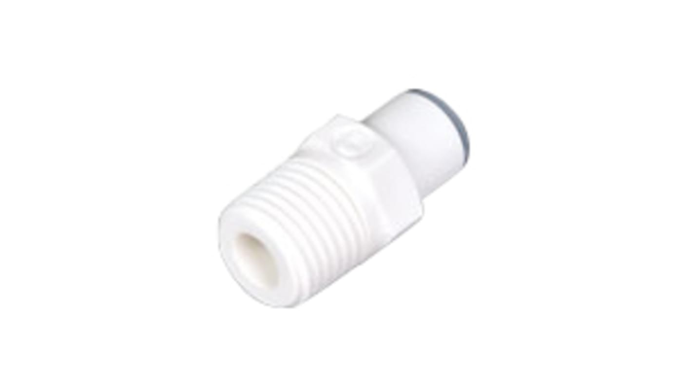 Legris LF6300 LIQUIfit Series Straight Threaded Adaptor, R 1/4 Male to Push In 8 mm, Threaded-to-Tube Connection Style