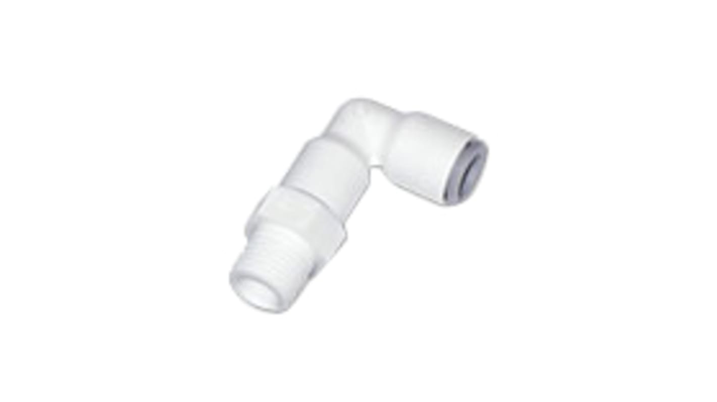 Legris LF6300 LIQUIfit Series Elbow Threaded Adaptor, R 3/8 Male to Push In 6 mm, Threaded-to-Tube Connection Style