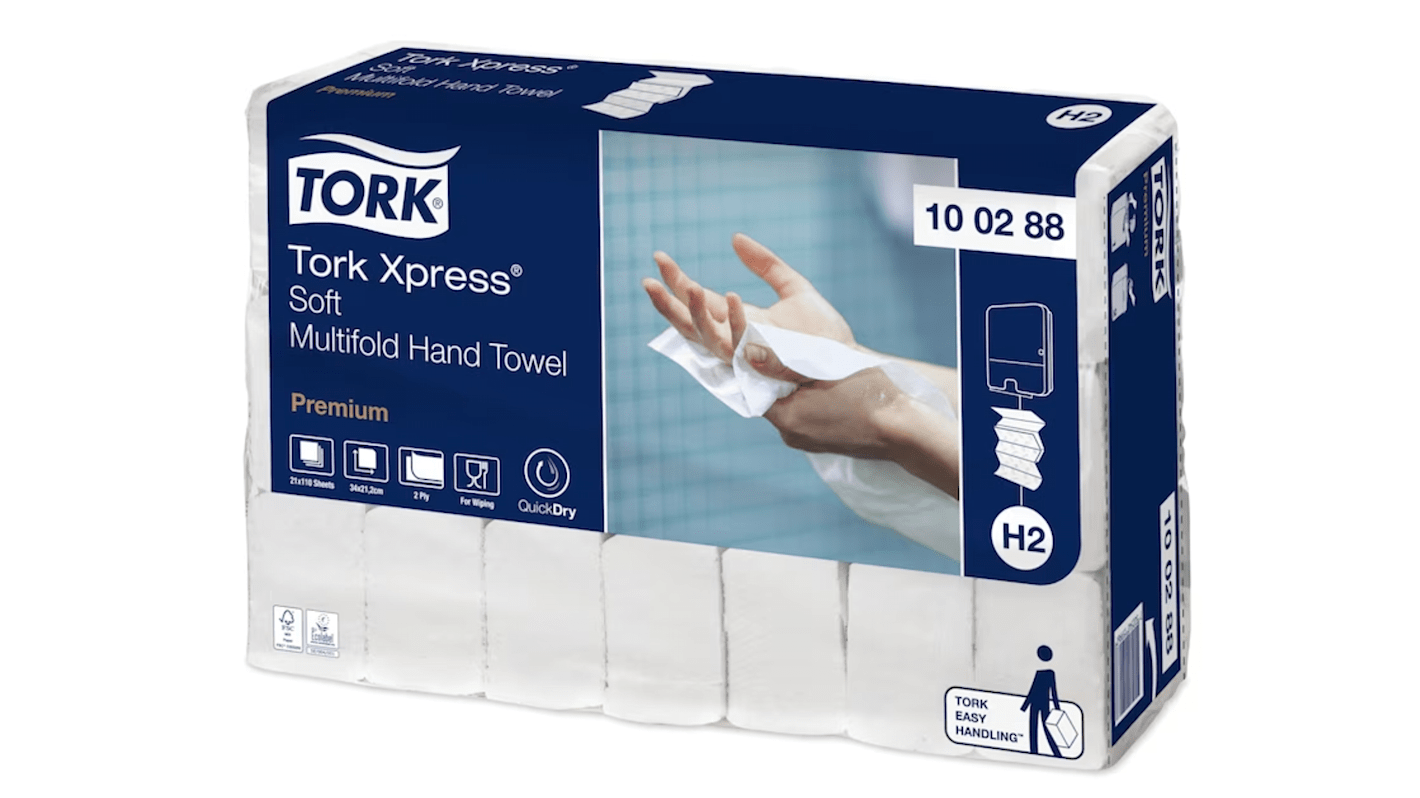 Asciugamani di carta Tork, in , 2 strati, 110 x 21 fogli da 85 x 212 mm (chiuso), 340 x 212 mm (aperto)