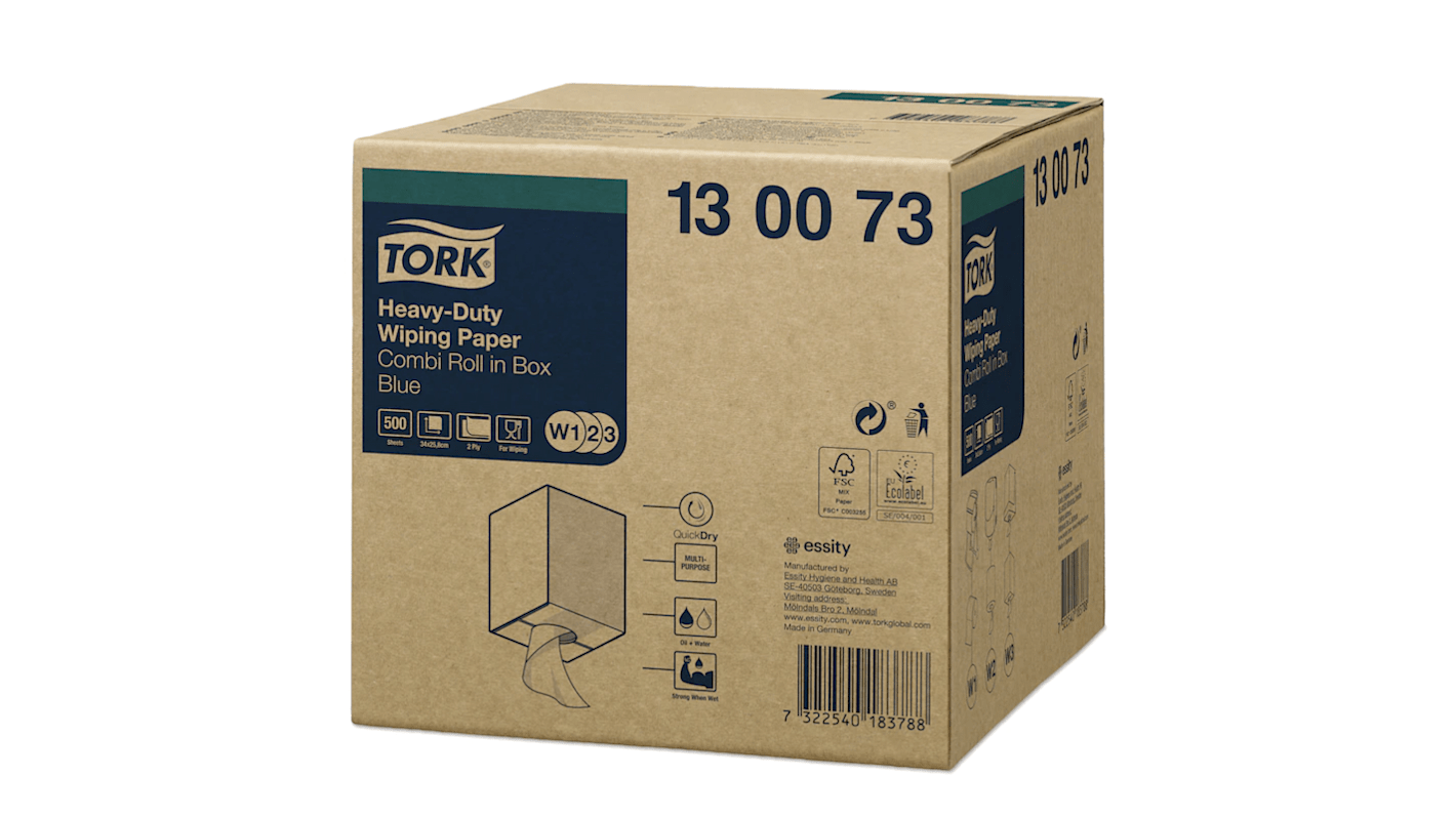 Tork Rolled Blue Paper Towel, 170 m x 258mm, 2-Ply, 500 Sheets