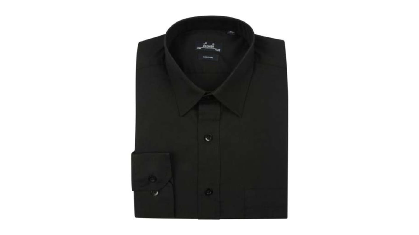 RS PRO Black Men's Cotton, Polyester Long Sleeved Shirt, UK- 19, EUR- 47