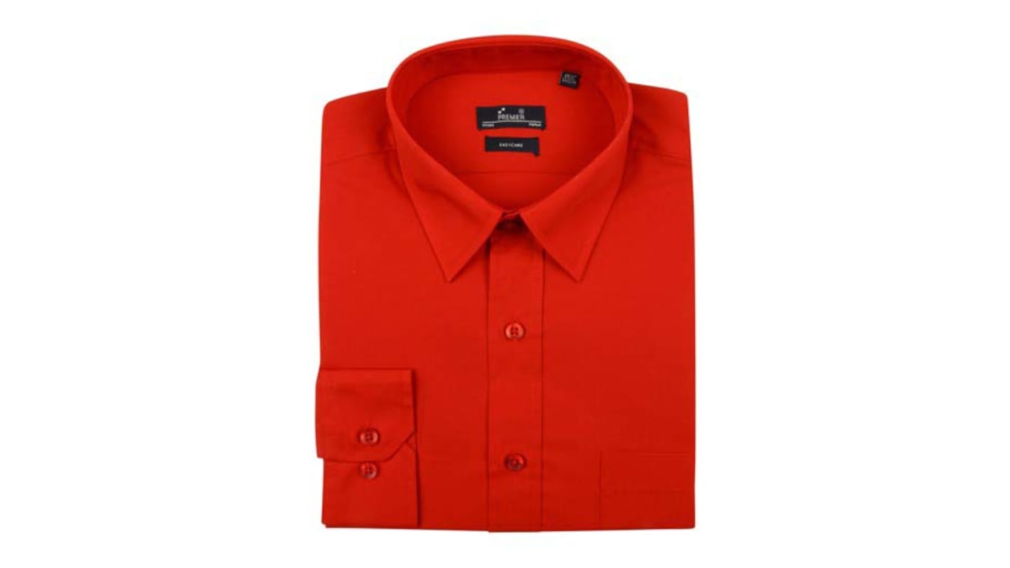 RS PRO Red Men's Cotton, Polyester Long Sleeved Shirt, UK- 16, EUR- 41