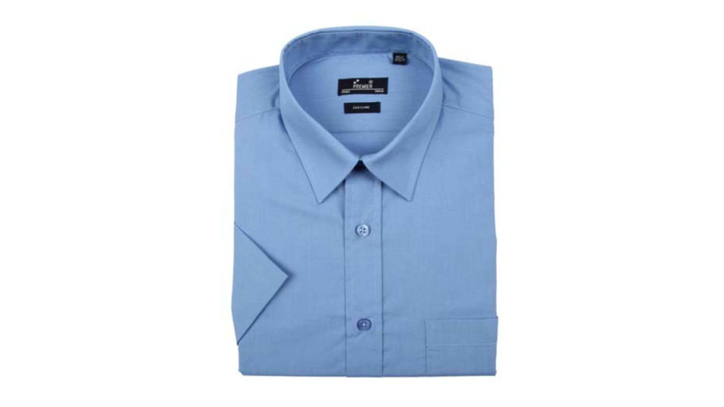 RS PRO Blue Cotton, Polyester Short Sleeve Shirt, UK- 17, EUR- 43