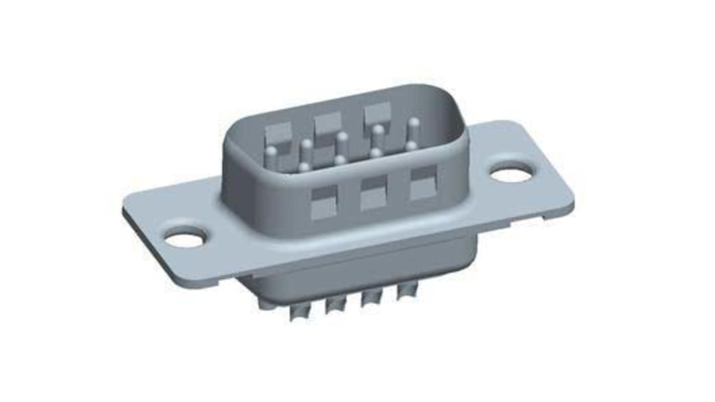 Amphenol Communications Solutions DB9针标准D-Sub公插, 直向, 插入式安装, 焊接端接, 1.0 kv, 7.5A, DP系列