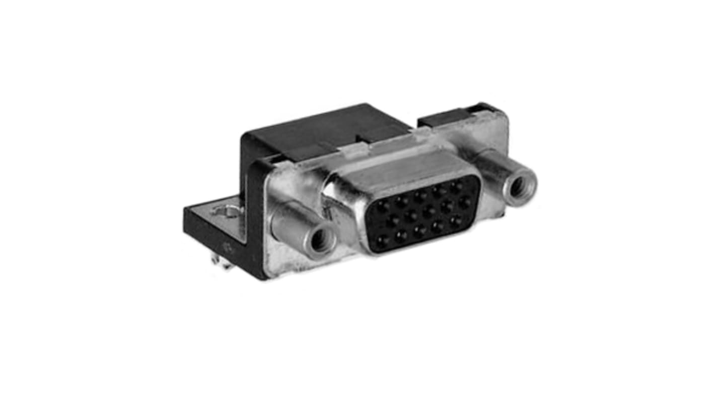 Amphenol Communications Solutions CD 15 Way Right Angle Plug-In Mount D-sub Connector Socket, 2.285mm Pitch, with Screw
