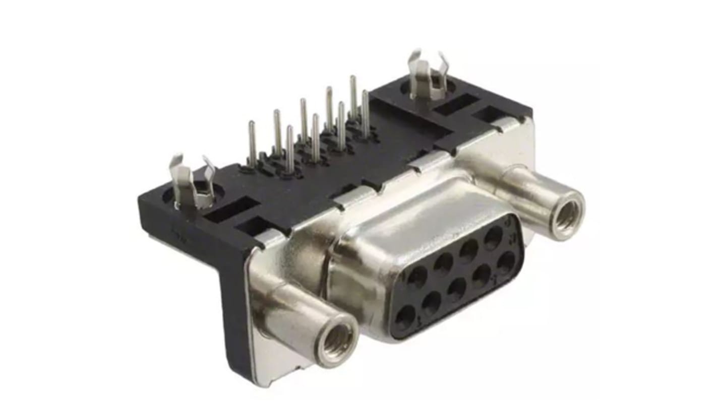 Amphenol Communications Solutions ID 9 Way Right Angle Plug-In Mount D-sub Connector Socket, 2.74mm Pitch, with Screw