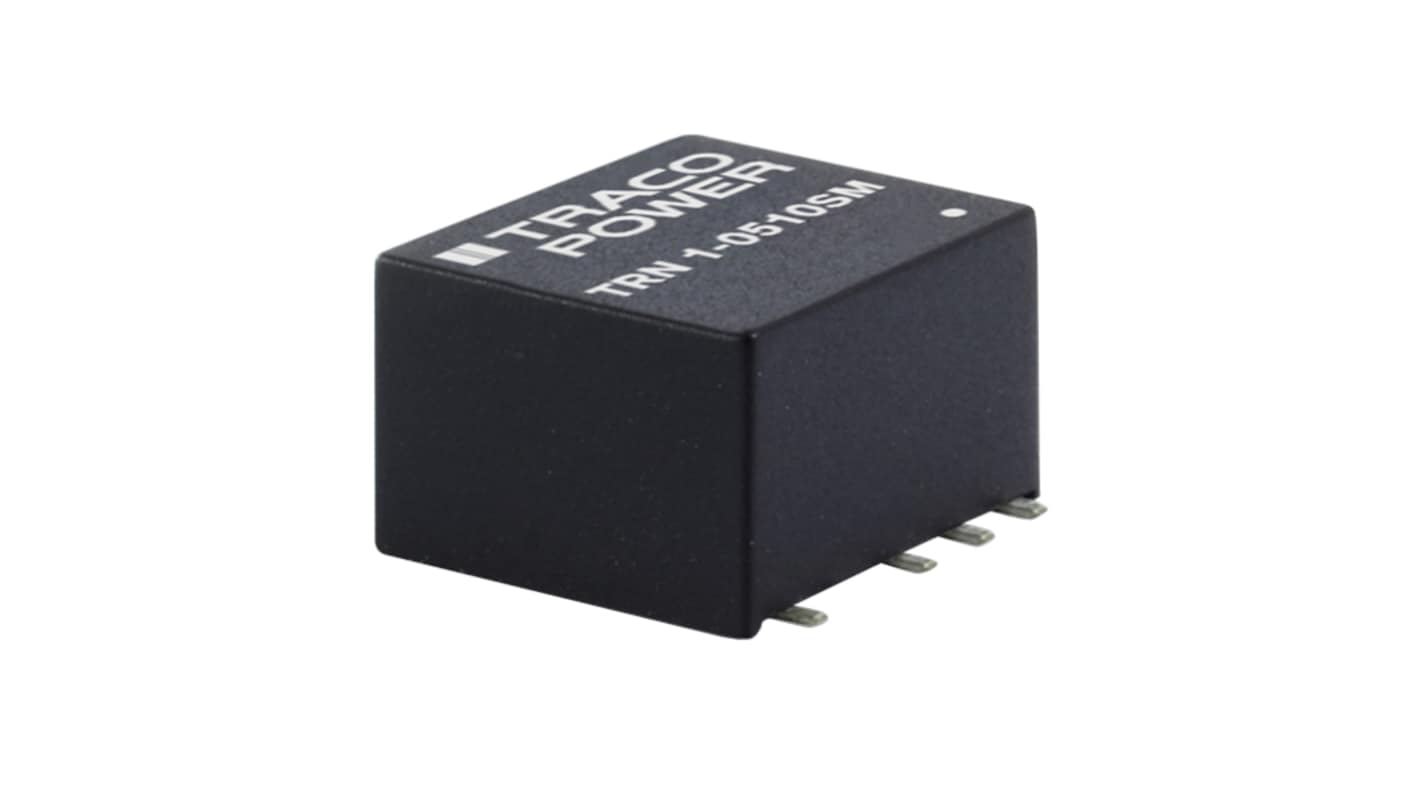 TRACOPOWER TRN 1SM Isolated DC-DC Converter, 15V dc/ 70mA Output, 4.5 → 13.2 V dc Input, 1W, Surface Mount, 90°C