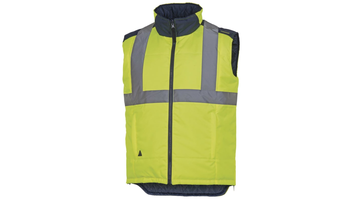 Delta Plus Gelb fluoreszierend - Marineblau Unisex S Polyester Warnweste, Reißverschluss, Oxford mit