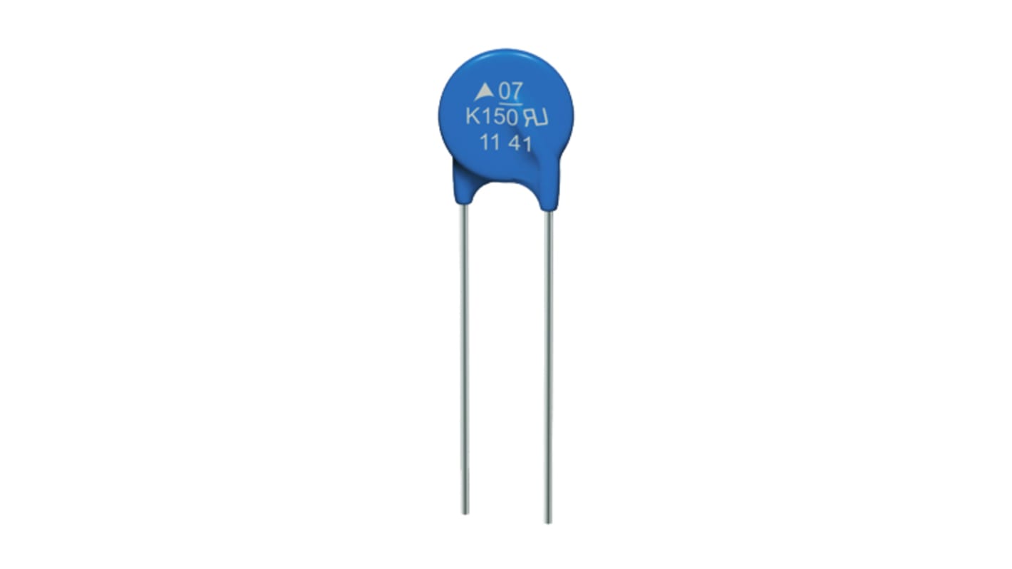 Varistor de óxido metálico EPCOS Standard, tensión de ruptura 39V, 2.5A, 1.6J, 1.4nF, dim. 9 x 3.7 x 11mm, paso 1.3mm