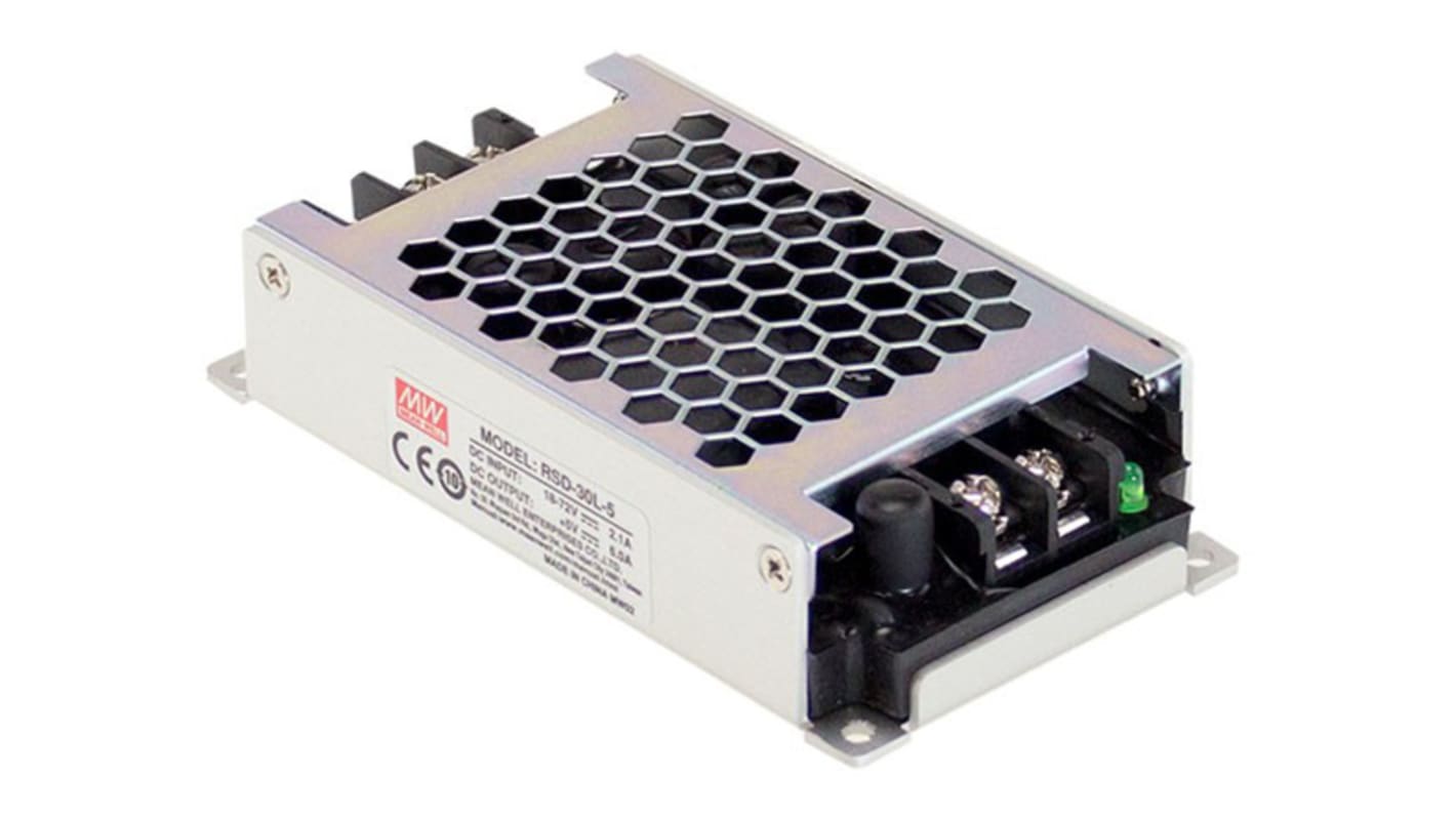 Przetwornica DC-DC, 30W, Uwe 18 → 72 V DC, Uwy 5V dc, Iwy 6A Tak, MEAN WELL