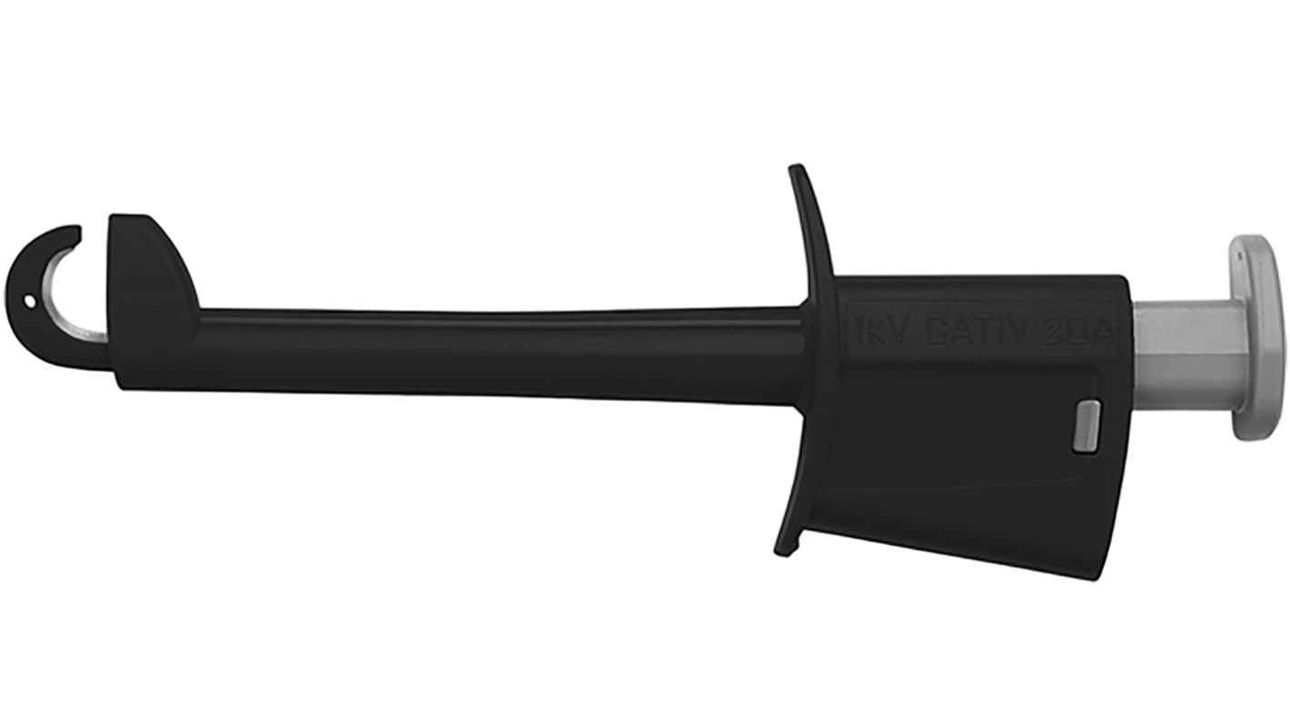 Schutzinger Black Hook Clip with , 20A, 1kV, 4mm Socket