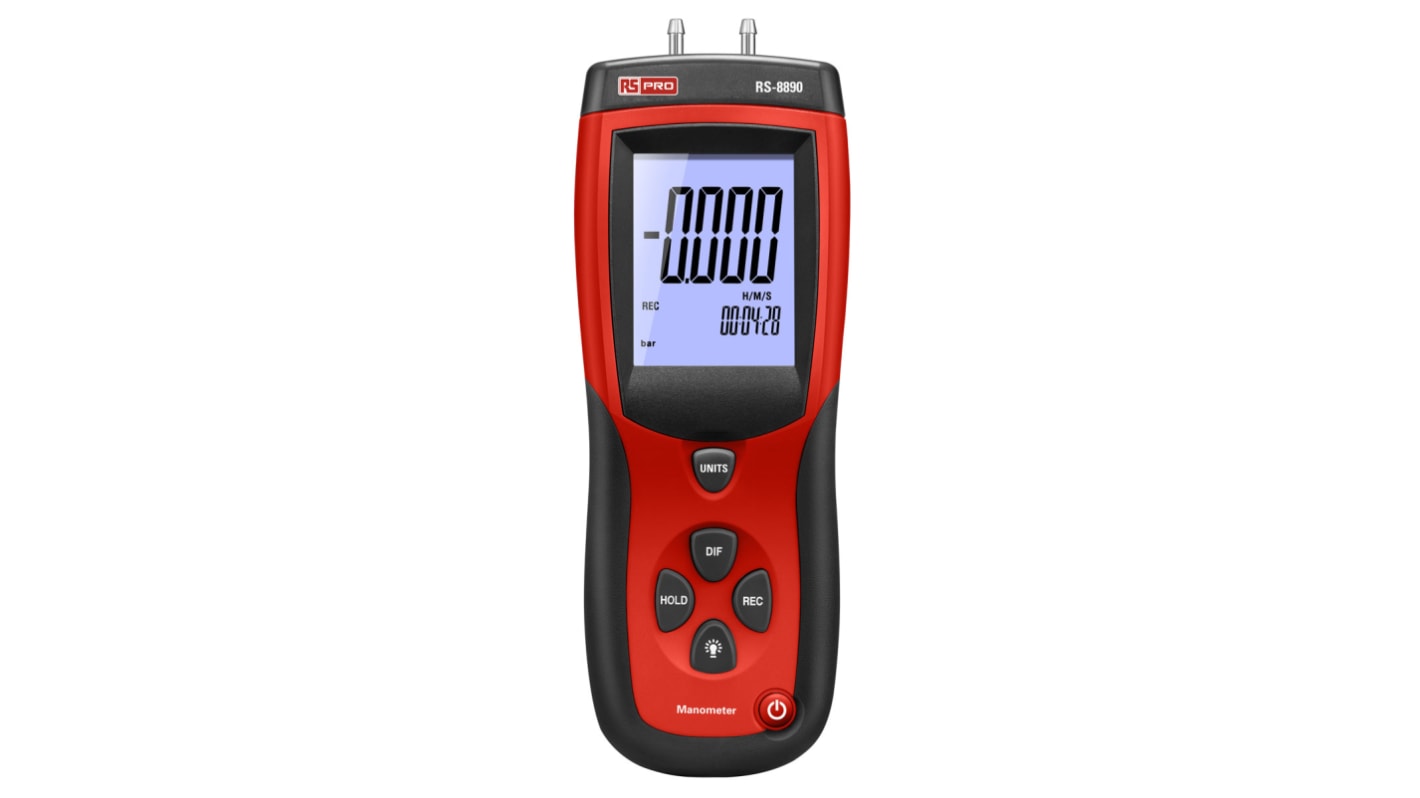 RS PRO RS-8890 Differential, Gauge Manometer With 2 Pressure Port/s, Max Pressure Measurement 0.137 bar, 0.14 kgcm²,