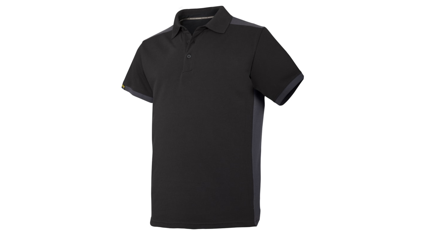 Snickers AllroundWork Black/Grey Cotton, Polyester Polo Shirt, UK- L, EUR- L