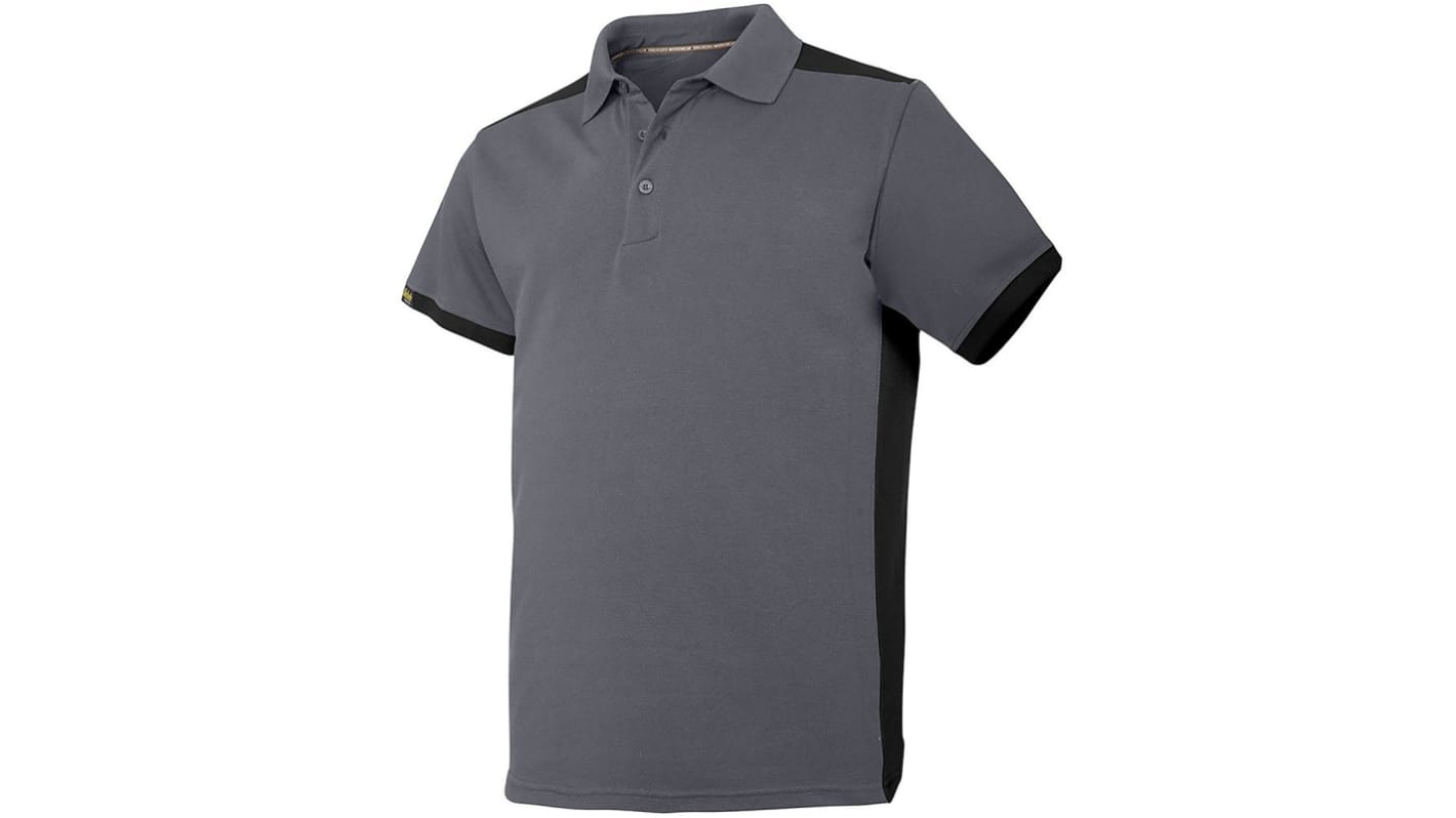 Snickers AllroundWork Black/Grey Cotton, Polyester Polo Shirt, UK- S, EUR- S