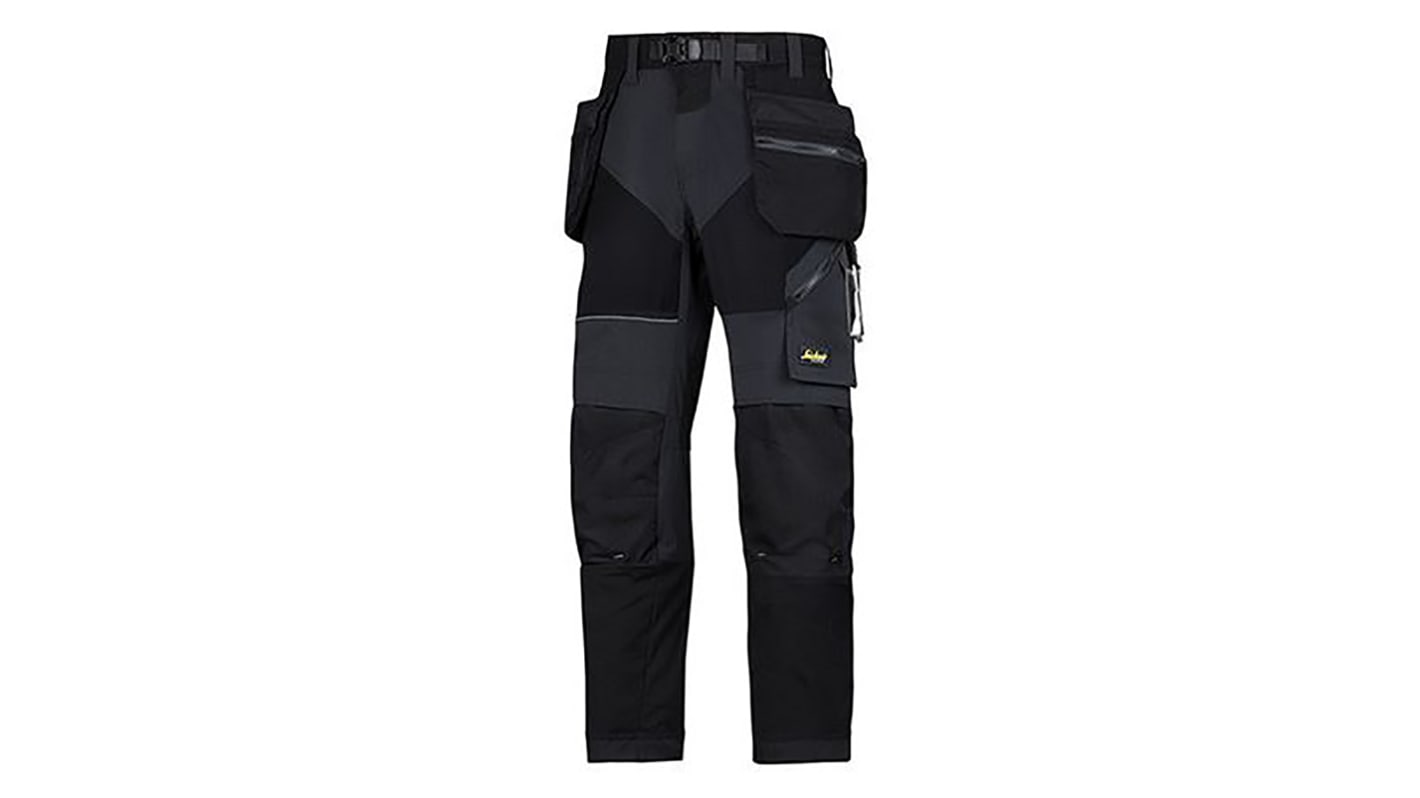 Snickers 6902 Flexiwork Herren Arbeitshose , Ripstop Schwarz Leichte Ausführung / 33Zoll x 30Zoll