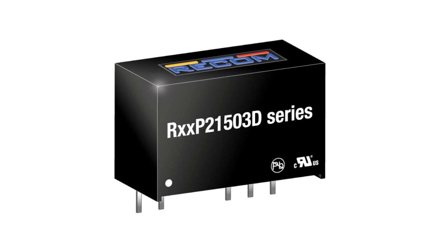Przetwornica DC-DC, 2W, Uwe 21,6 → 26,4 V DC, Uwy 15V dc, Iwy -333mA, Recom
