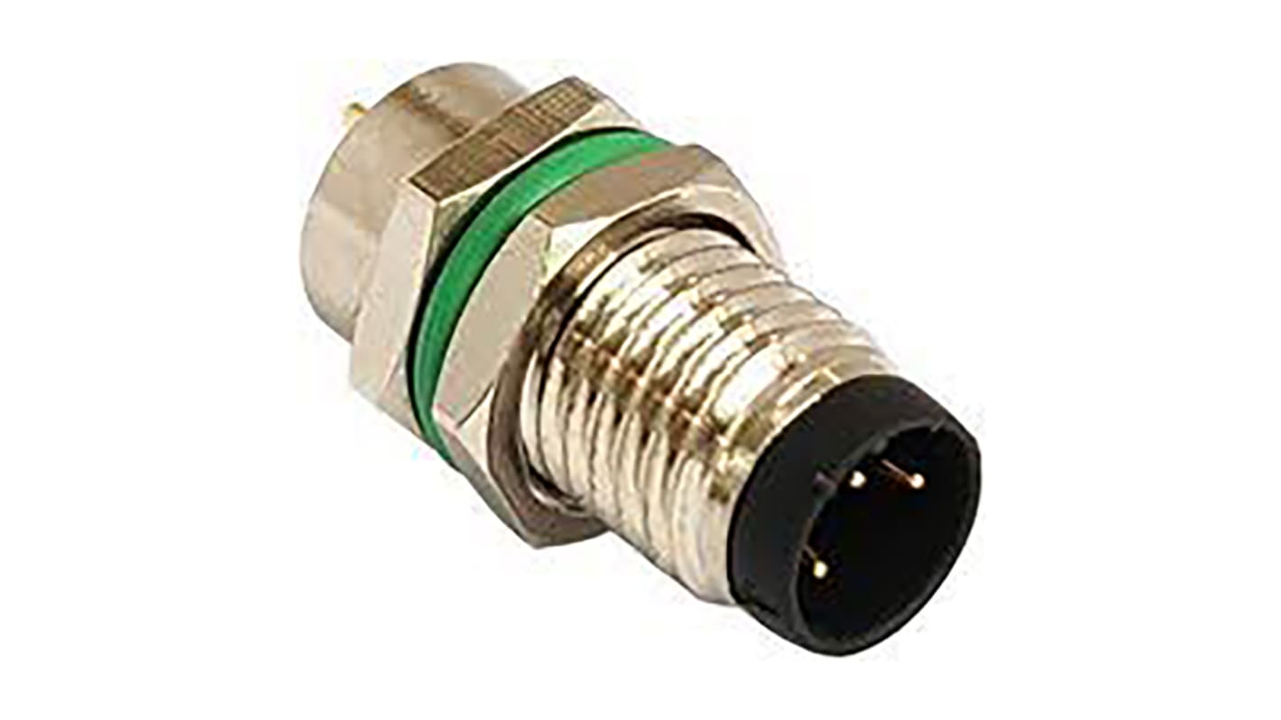 Conector circular Bulgin macho serie Buccaneer M8 de 5 vías macho, tamaño carcasa 8, Montaje trasero, IP67