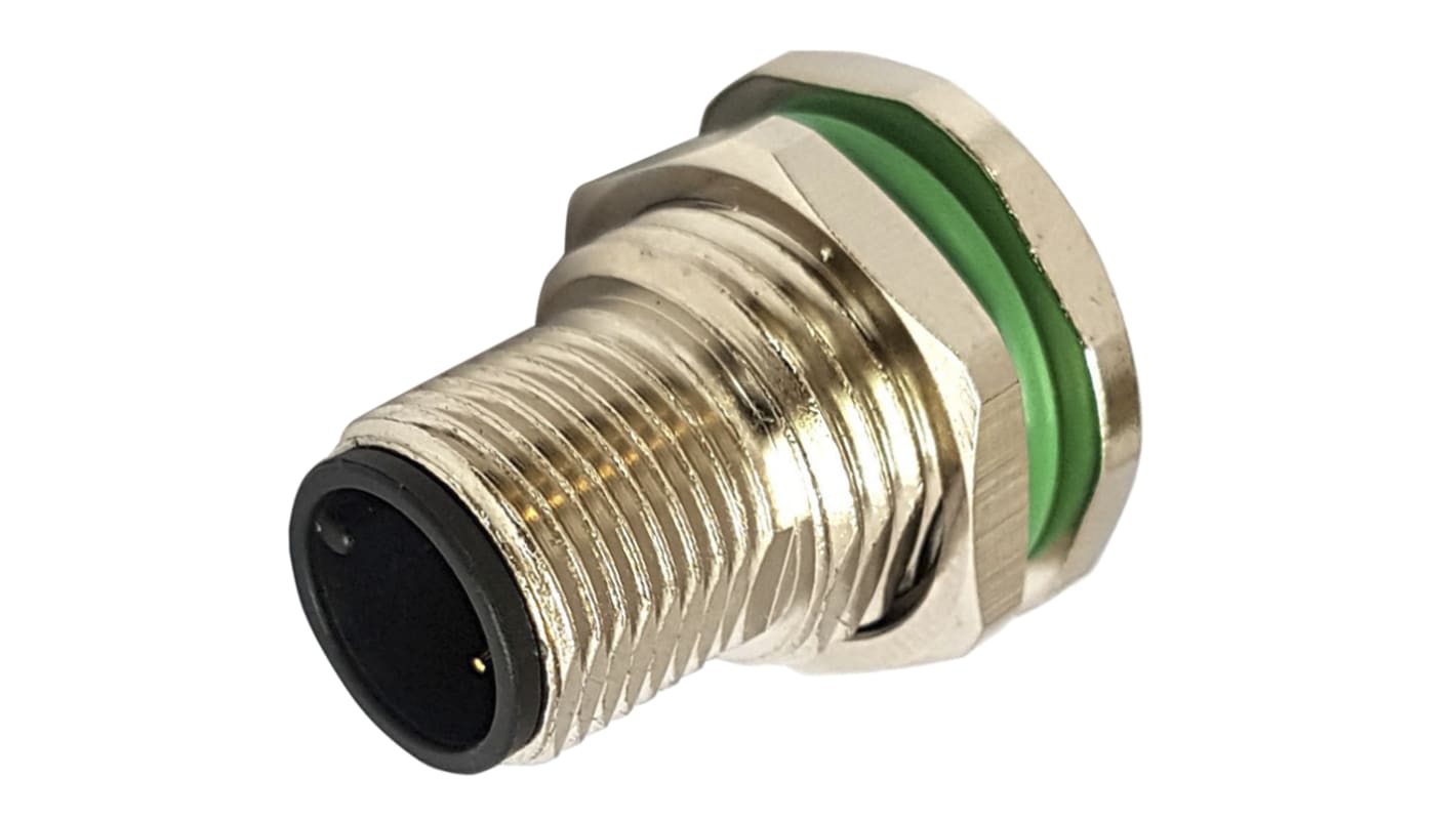 Bulgin Circular Connector, 8 Contacts, Rear Mount, M12 Connector, Socket, Male, IP67, Buccaneer M12 Series