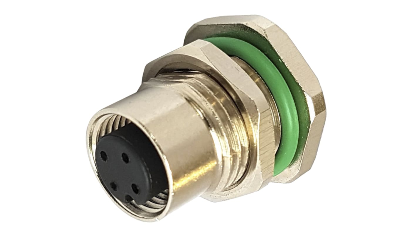 Conector circular Bulgin hembra serie Buccaneer M12 de 8 vías hembra, tamaño carcasa 12, Montaje trasero, IP67