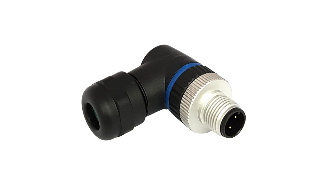 Bulgin Circular Connector, 3 Contacts, Panel Mount, M12 Connector, Plug, Male, IP67, Buccaneer M12 Series