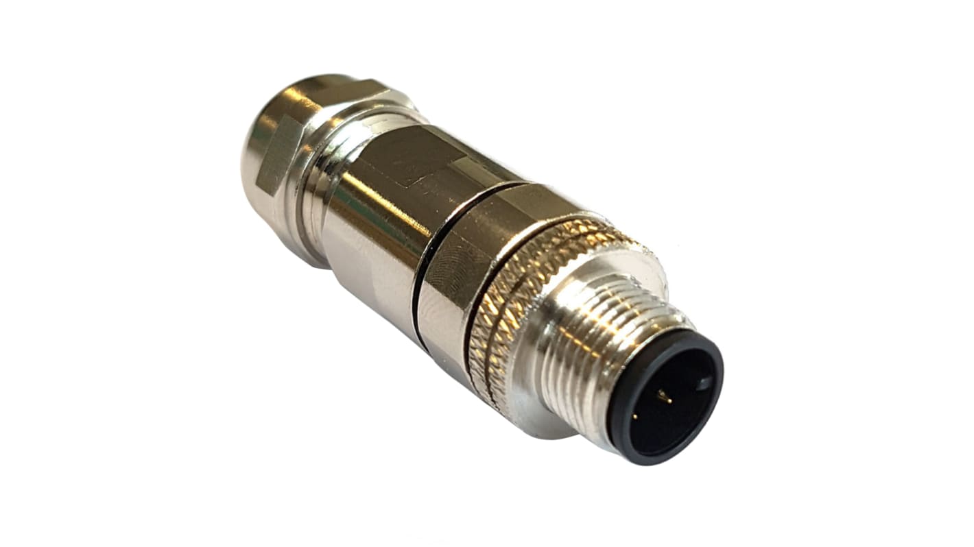 Bulgin Circular Connector, 8 Contacts, Panel Mount, M12 Connector, Plug, Male, IP67, Buccaneer M12 Series