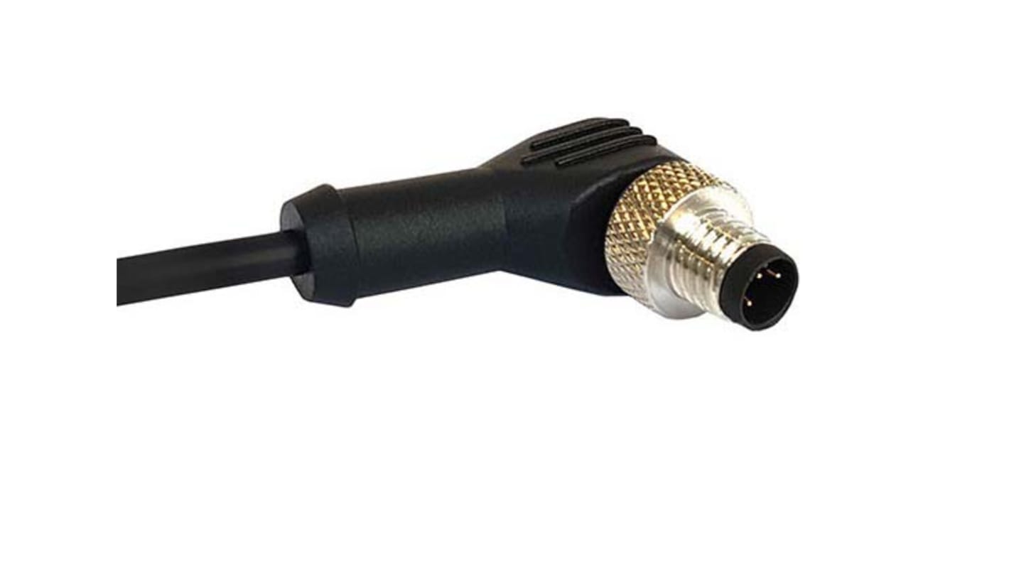 Bulgin Right Angle Male 4 way M12 to Unterminated Sensor Actuator Cable, 1m