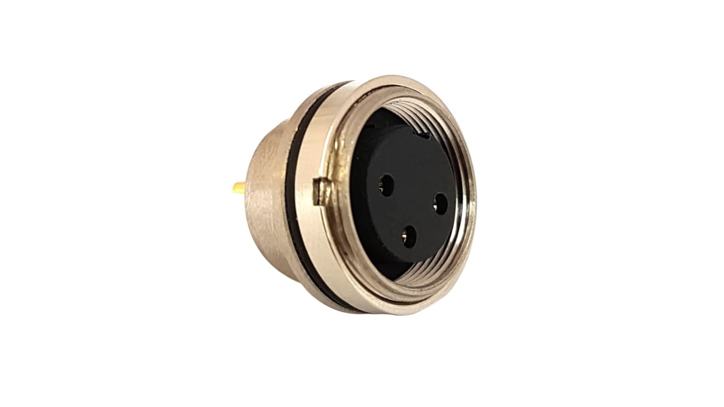 Conector circular Bulgin hembra serie Buccaneer M16 de 3 vías hembra, tamaño carcasa 16, Montaje trasero, IP67