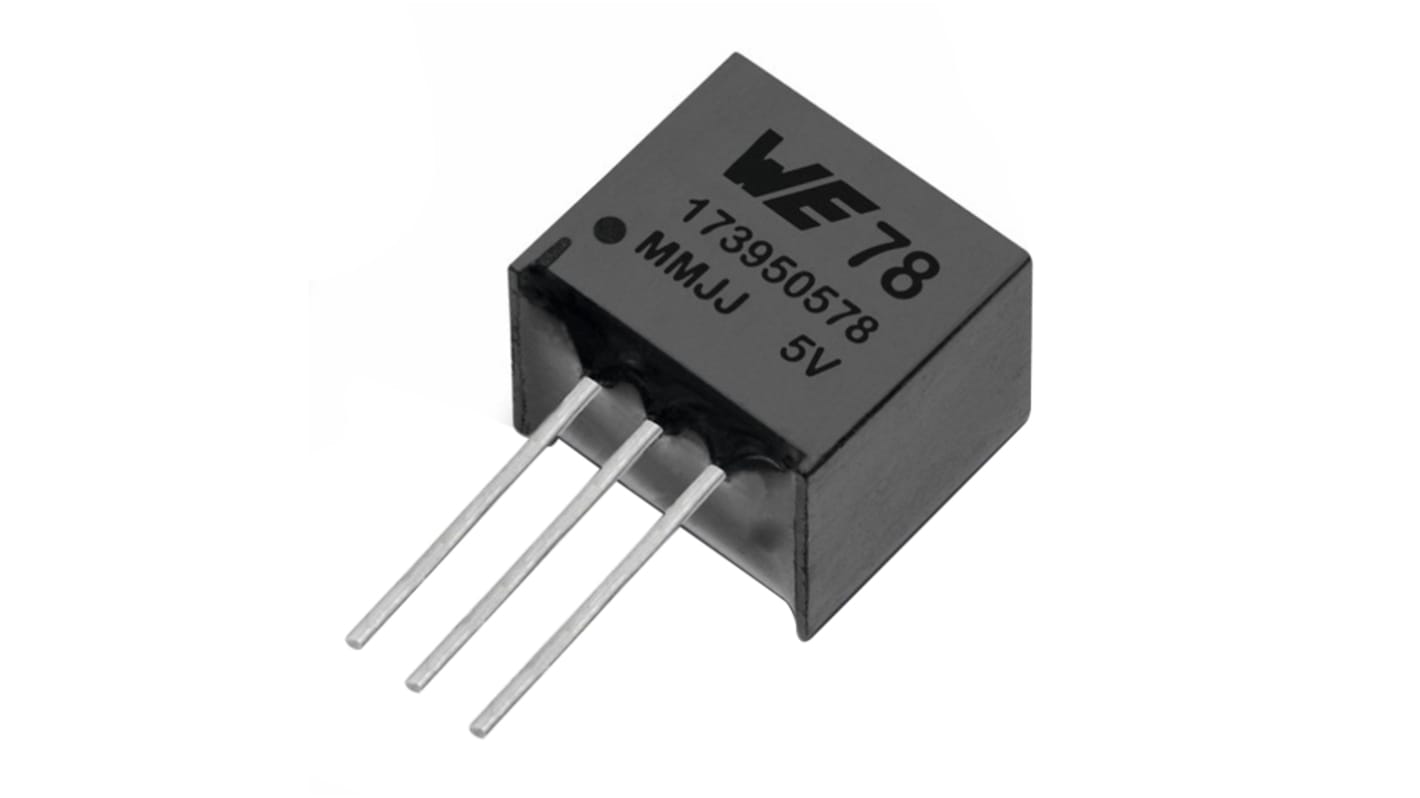 Wurth Elektronik 线性稳压芯片, 5 V输出, 1A最大输出, 单路输出, SIP, 3针, 通孔安装, -40 °C→+85 °C, 3.5%精度