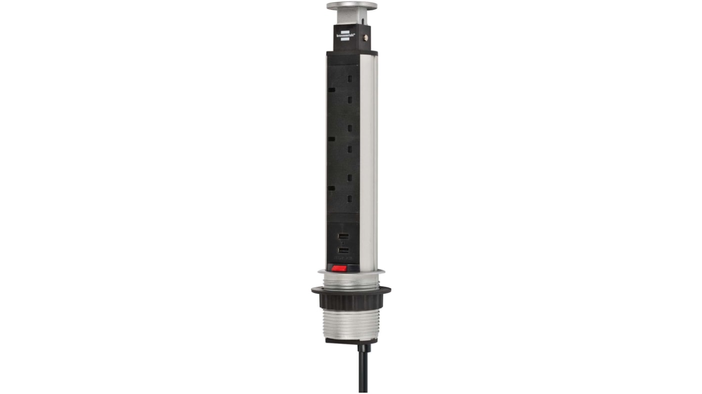 Rallonge électrique brennenstuhl 2m, 5 prises Prise anglaise 2.1A, IP20