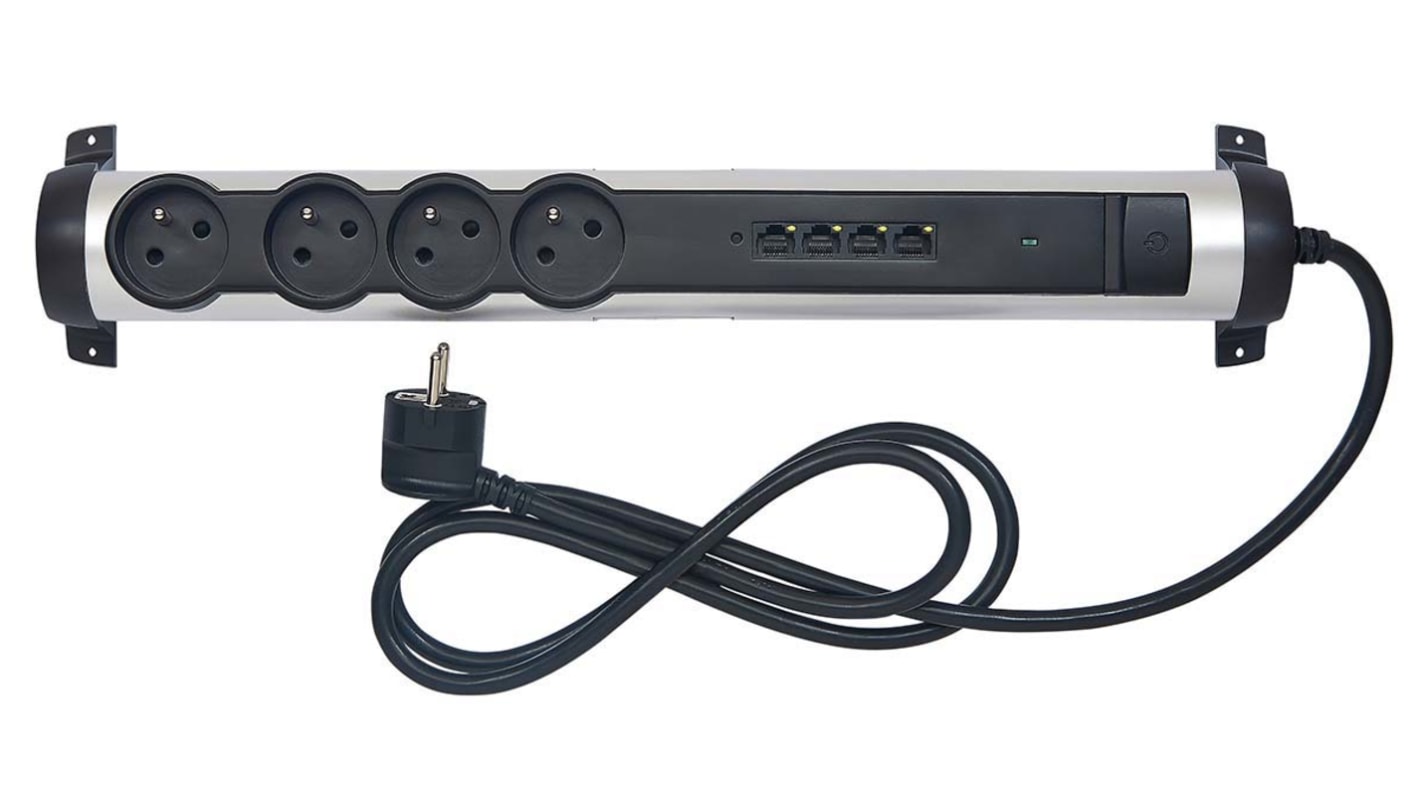 Rallonge électrique Legrand 1.5m, 4 prise FR 2P+T, 16A