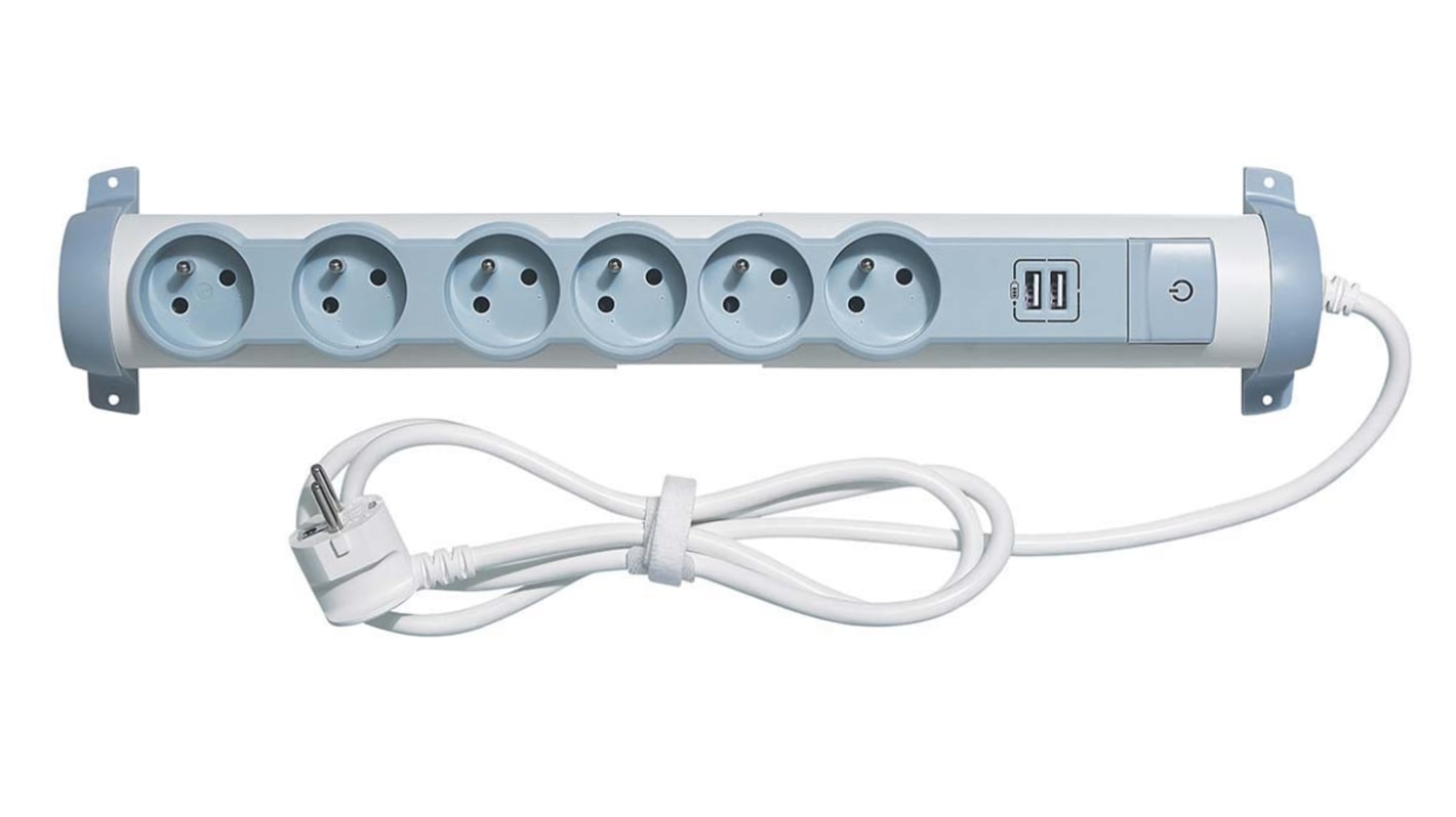 Rallonge électrique Legrand 1.5m, 6 prise FR 2P+T, 16A