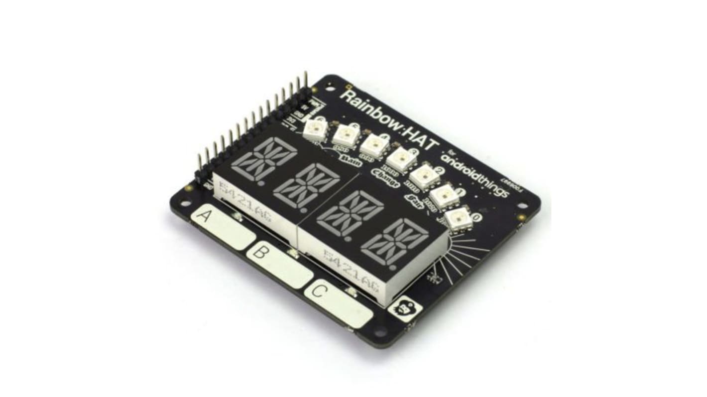 Pimoroni Rainbow HAT with RGB LEDs, Capacitive Touch & 14 Segment Displays for Raspberry Pi