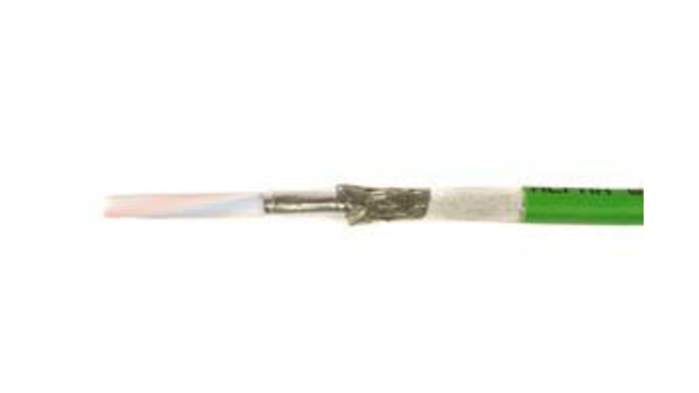 Cable Ethernet Cat5e Alpha Wire de color Verde, long. 152m, funda de Poliuretano (PUR), Libre de halógenos y bajo nivel