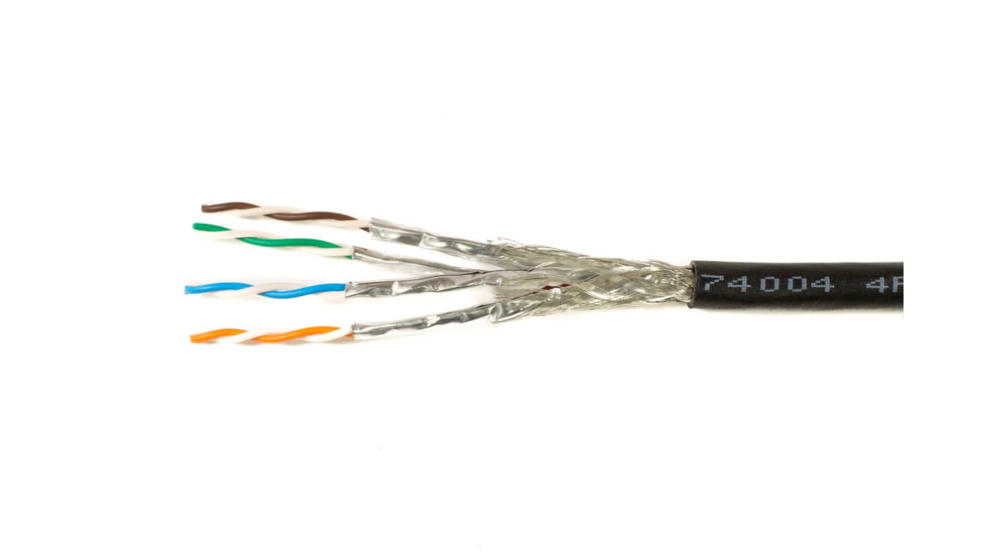 Alpha WireAlpha Essentials Flexing Ethernet, 152m Cat7, Black, STP Shielded, Unterminated PUR Sheath
