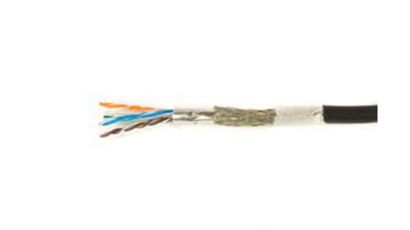 Alpha Wire Cat5e Cable, Aluminium/Mylar Tape, Black PUR Sheath, 152m, Low Smoke Zero Halogen (LSZH)