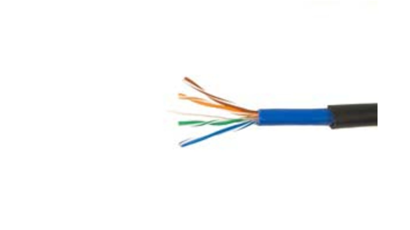 Cable Ethernet Cat5e U/UTP Alpha Wire de color Negro, long. 152m, funda de PVC, Libre de halógenos y bajo nivel de humo