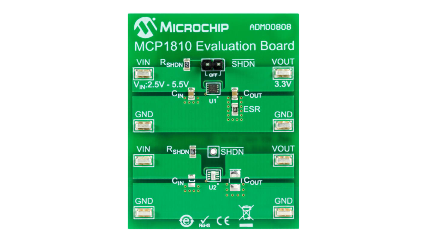 Microchip Ultra Low Iq Evaluation Board Linear Regulator for MCP1810