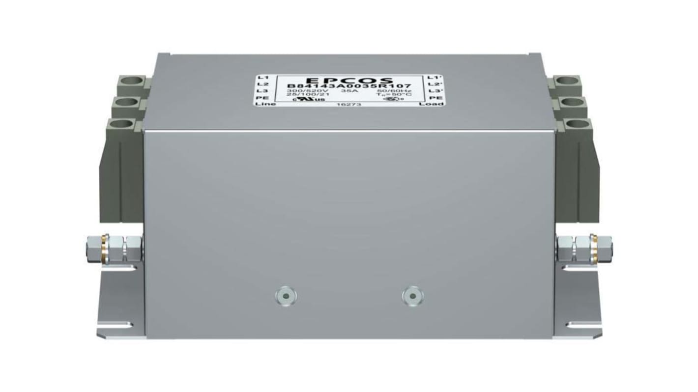 EPCOS, B84143A*R107 20A 520 V ac 50 → 60Hz, Panel Mount EMC Filter, Screw 3 Phase