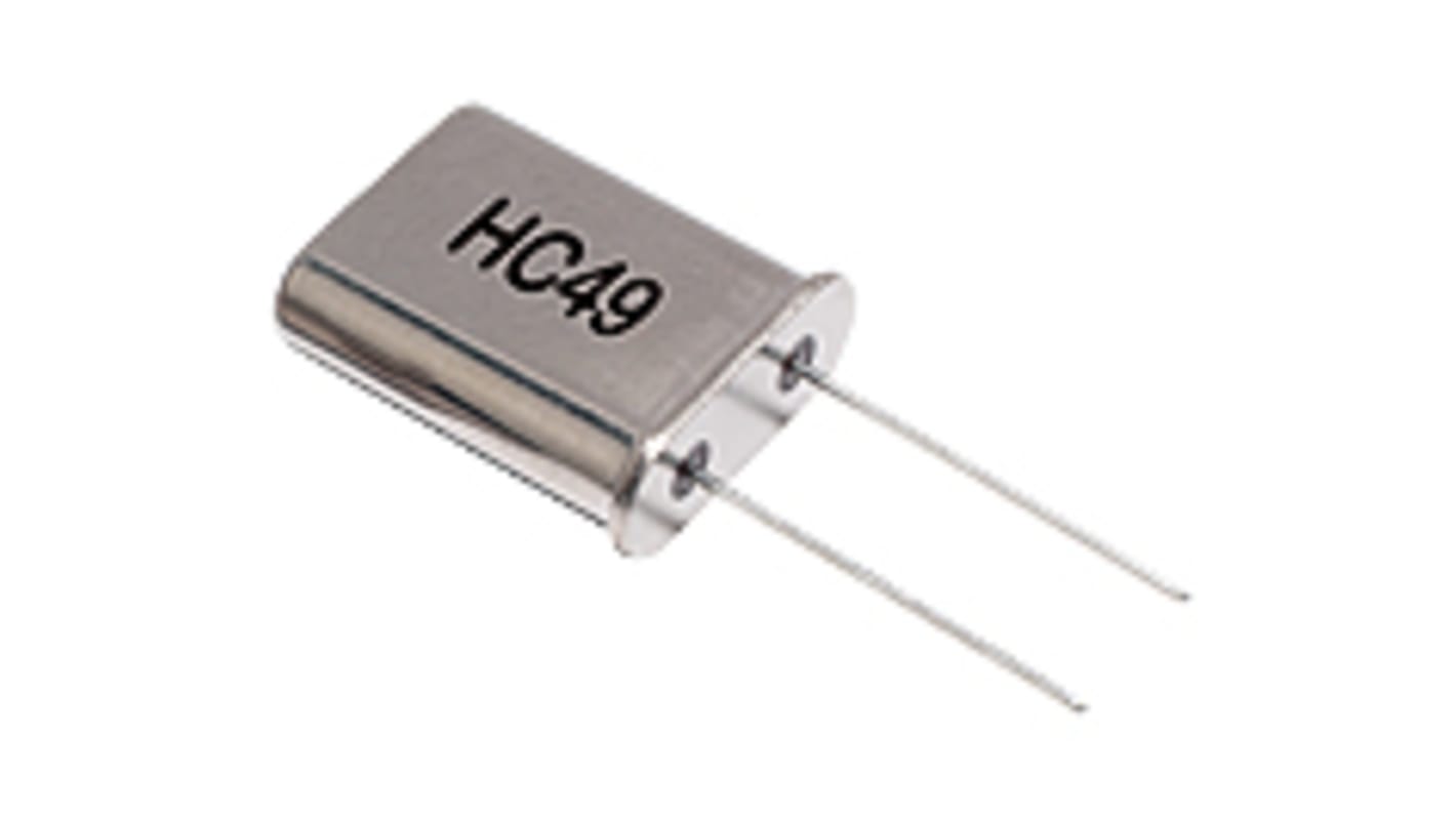 Unidad de cristal 2MHZ, ±50ppm, HC49, 2-Pin, 11.05 x 4.65 x 13.46mm