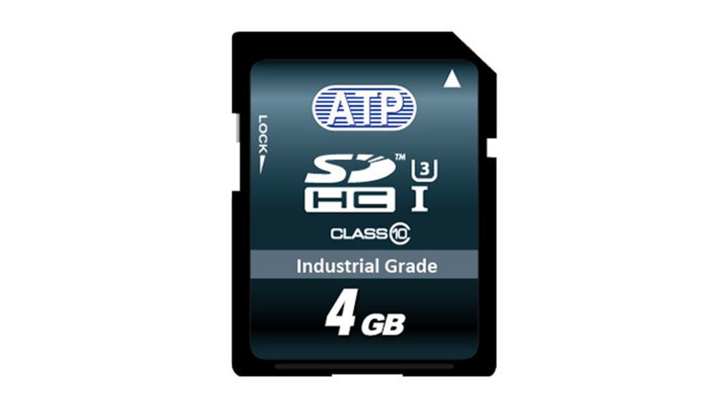 ATP 4 GB 工业SDHC卡, SLC, Class 10, UHS-1 U1, -40 → +85°C, Industrial Grade系列