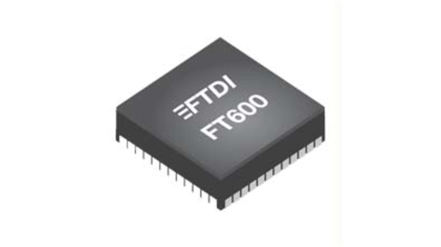 FTDI Chip FT600Q-B-T, USB Bridge IC, 2-Channel, 480 Mbps, 5Gbit/s, USB 2.0, USB 3.0, 3.3 V, 56-Pin QFN