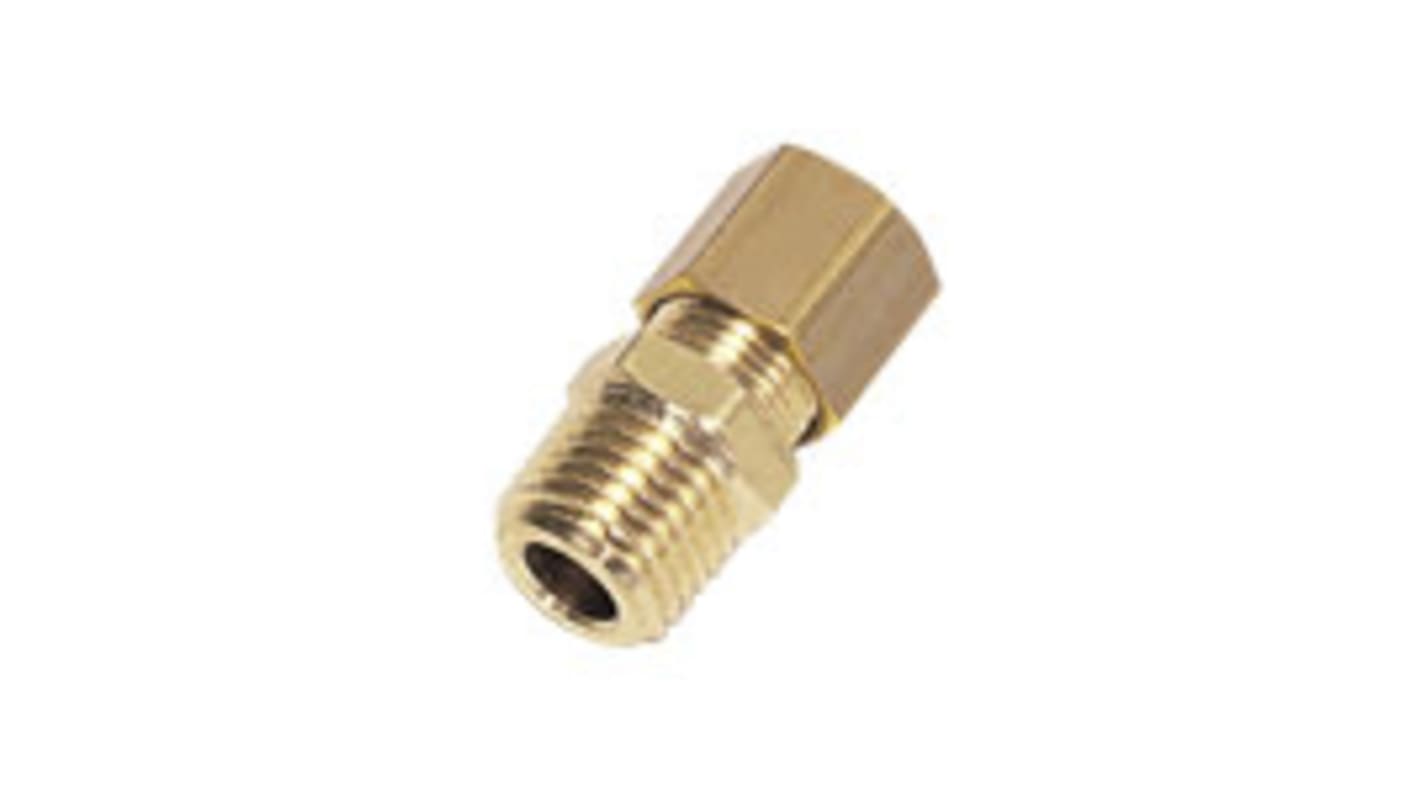 Legris LF3000 R3/8 Stecker x 14-mm-Steckanschluss Gerader Gewindeadapter, Gewinde-zu-Rohr, Messing, R3/8 Stecker,